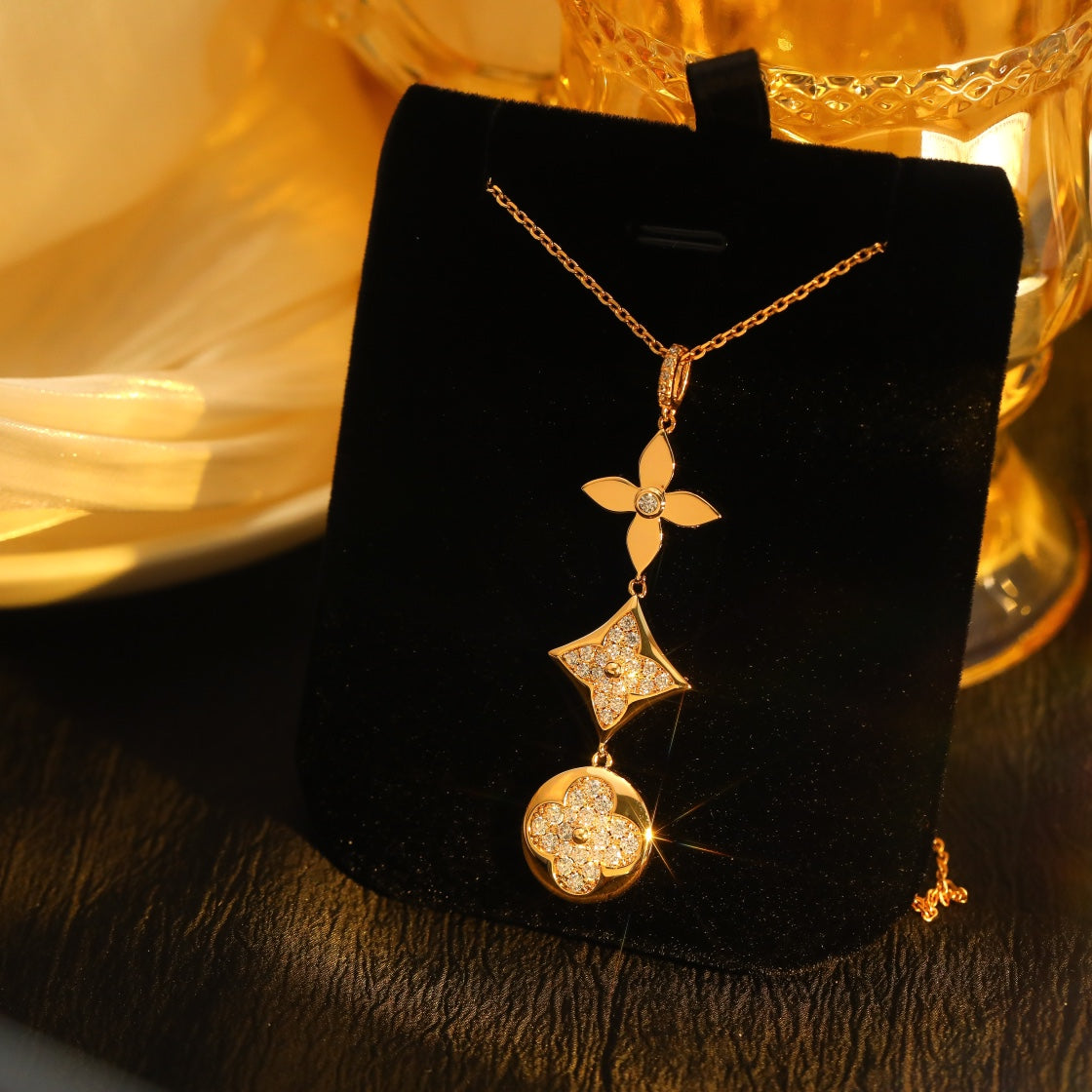 [⭐DORISW] HALSKETTE STERN UND SONNE DIAMANT ROSÉGOLD