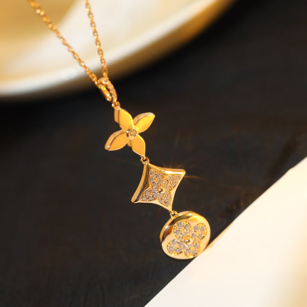 [⭐DORISW] HALSKETTE STERN UND SONNE DIAMANT ROSÉGOLD