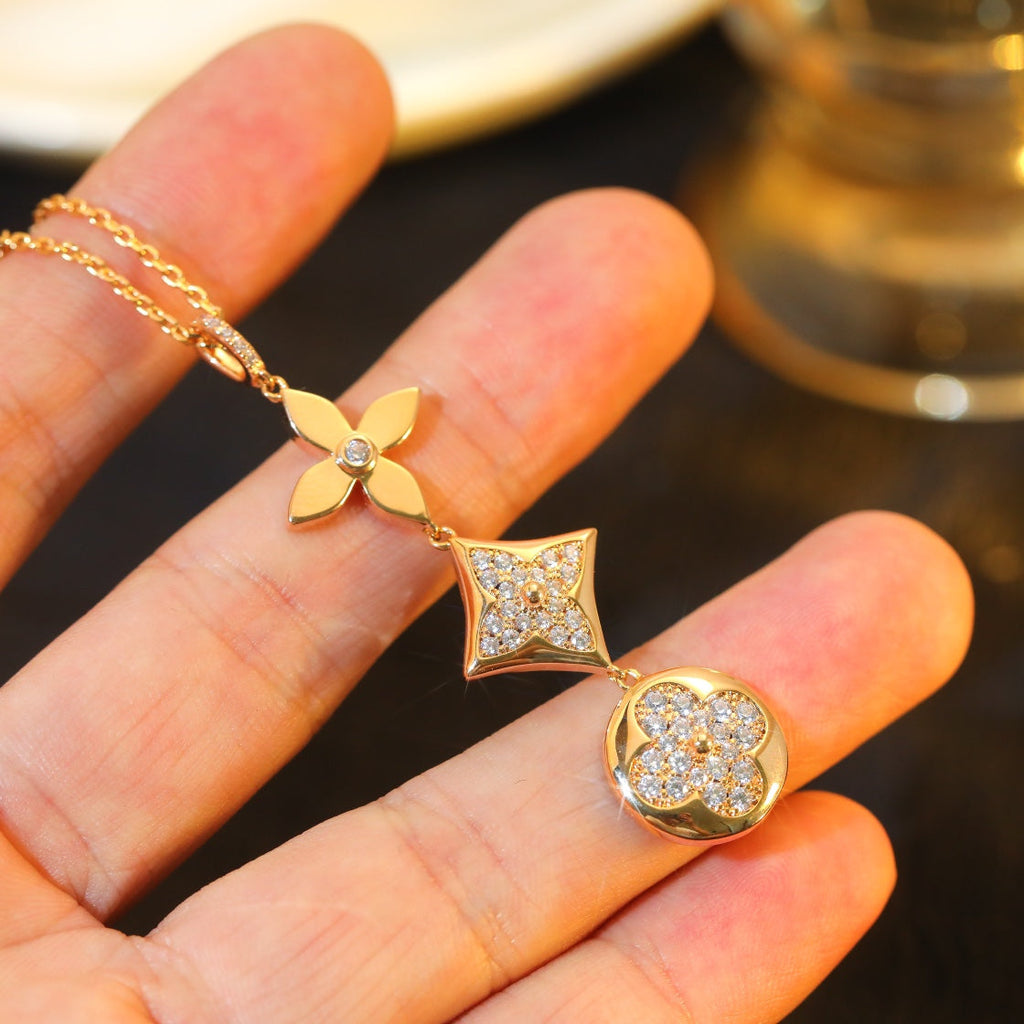 [⭐DORISW] HALSKETTE STERN UND SONNE DIAMANT ROSÉGOLD