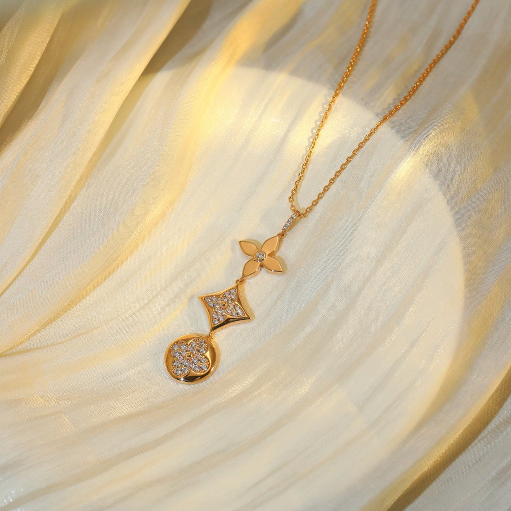 [⭐DORISW] HALSKETTE STERN UND SONNE DIAMANT ROSÉGOLD