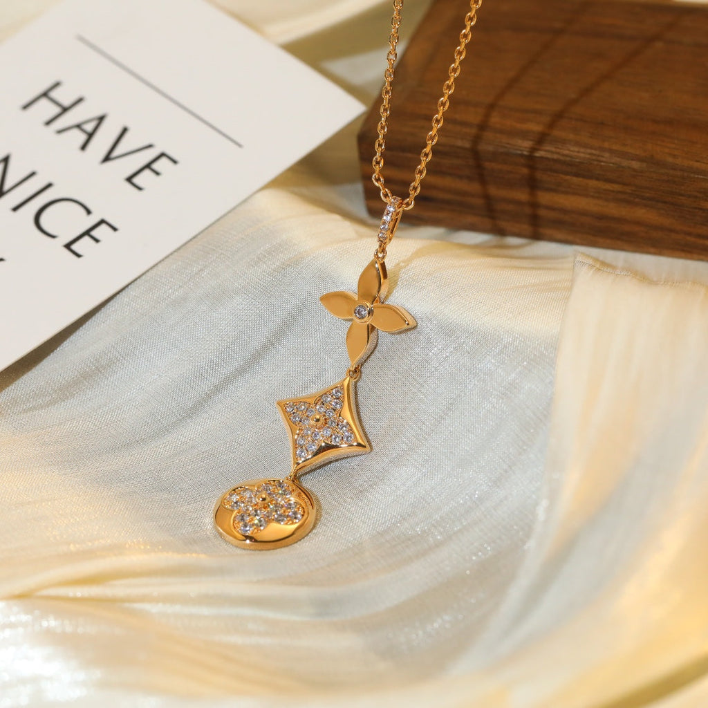 [⭐DORISW] HALSKETTE STERN UND SONNE DIAMANT ROSÉGOLD
