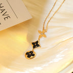 [⭐DORISW] HALSKETTE MIT STERN UND SONNE AUS ONYX UND ROSÉGOLD