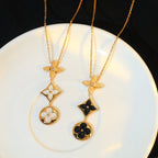 [⭐DORISW] HALSKETTE MIT STERN UND SONNE AUS ONYX UND ROSÉGOLD