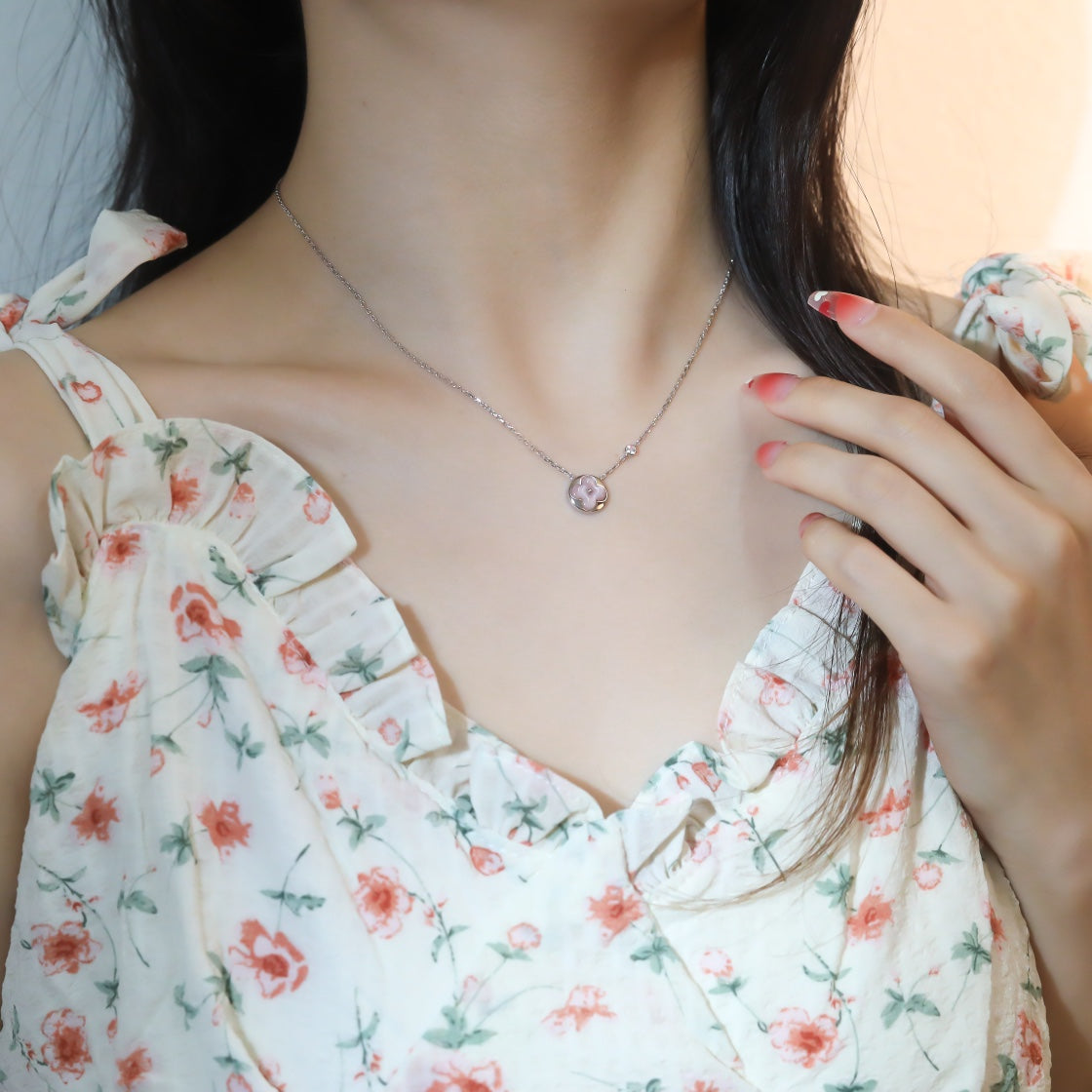 [⭐DORISW] SUN ANHÄNGER ROSÉGOLD 1 DIAMANT HALSKETTE