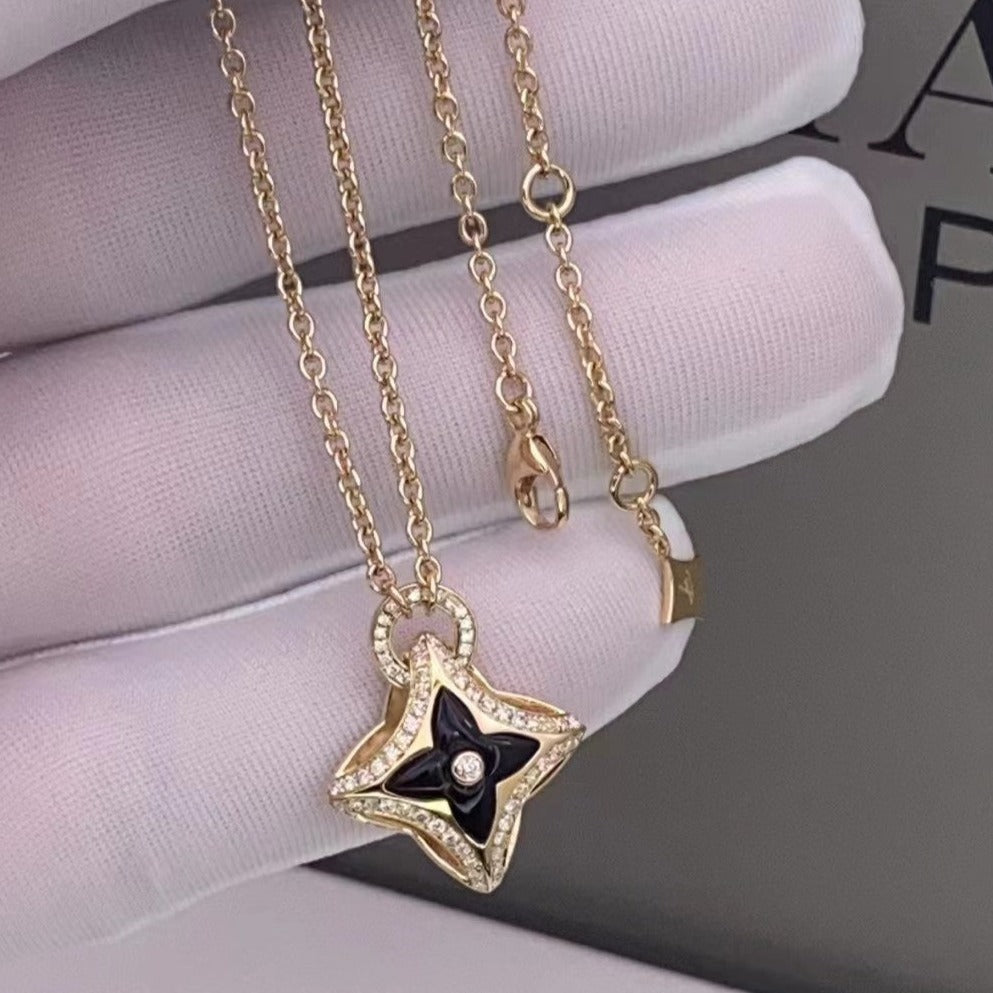 [⭐DORISW] STAR PEDANT PINK GOLD DIAMOND NECKLACE