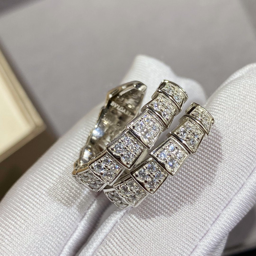 [⭐DORISW]SERPENTI DOPPELRING SILBER DIAMANTBESETZT
