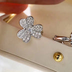 [⭐DORISW] クローバー コスモス ダイヤモンド ピアス シルバー
