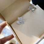 [⭐DORISW] クローバー コスモス ダイヤモンド ピアス シルバー