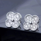 [⭐DORISW] CLOVER 1 MOTIFS DIAMOND STUD EARRINGS SILVER