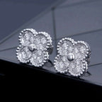 [⭐DORISW] CLOVER 1 MOTIFS DIAMOND STUD EARRINGS SILVER