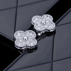 [⭐DORISW] CLOVER 1 MOTIFS DIAMOND STUD EARRINGS SILVER
