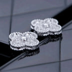 [⭐DORISW] CLOVER 1 MOTIFS DIAMOND STUD EARRINGS SILVER