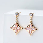 [⭐DORISW] DOUBLE STAR PINK GOLD MOP DROP EARRINGS