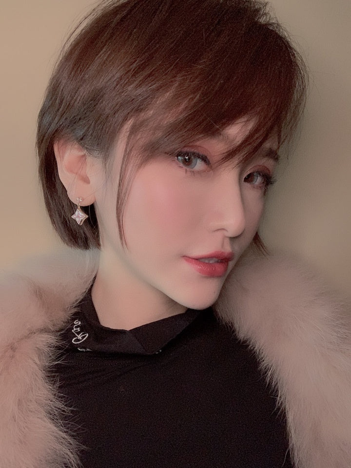 {
  "⭐DORISW": "⭐DORISW ダブルスター ピンクゴールド マザーオブパール ドロップピアス"
}