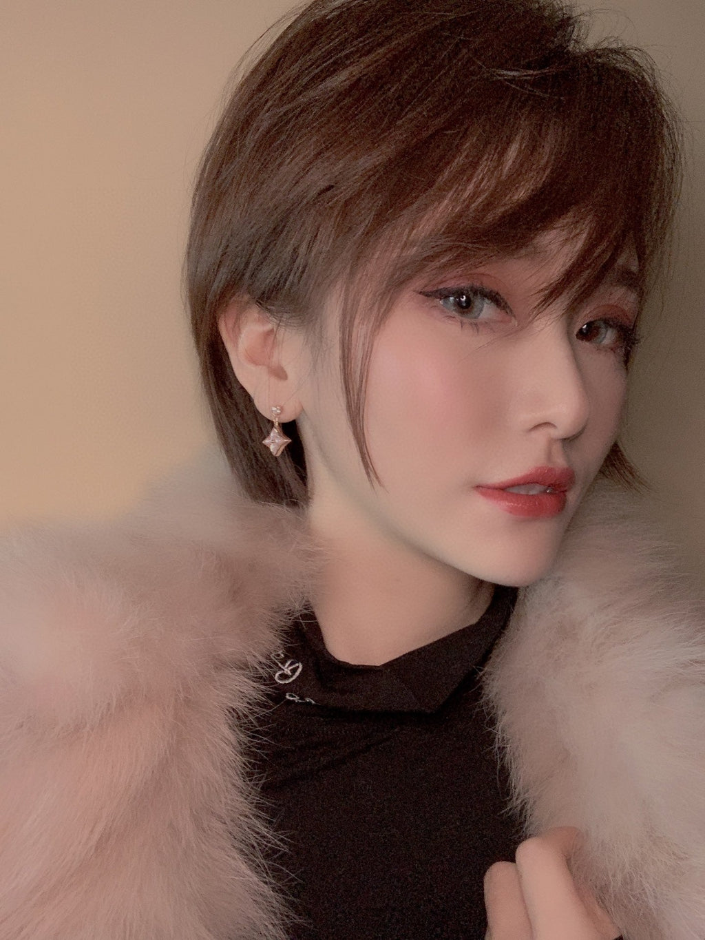 [⭐DORISW] DOUBLE STAR PINK GOLD MOP DROP EARRINGS