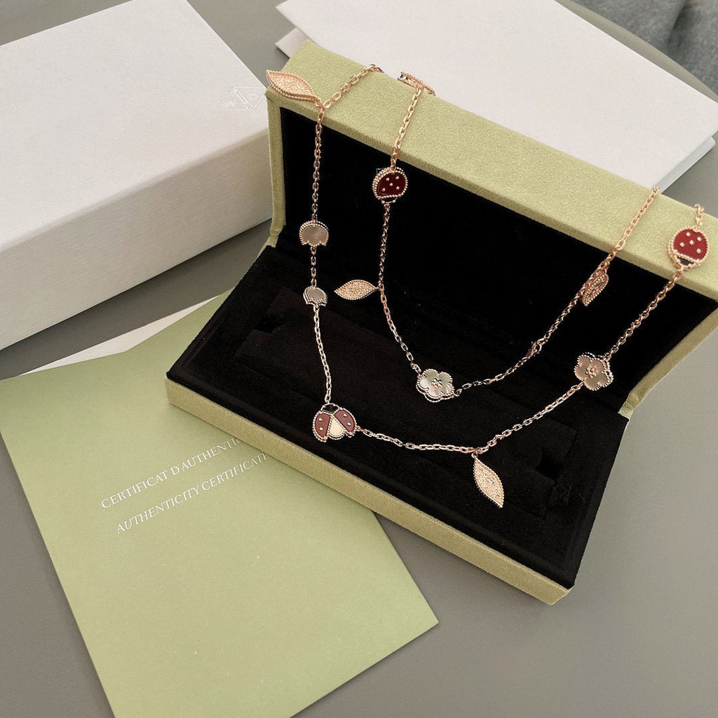 [⭐DORISW] LUCKY SPRING 15 MOTIFS ROSE GOLD NECKLACE