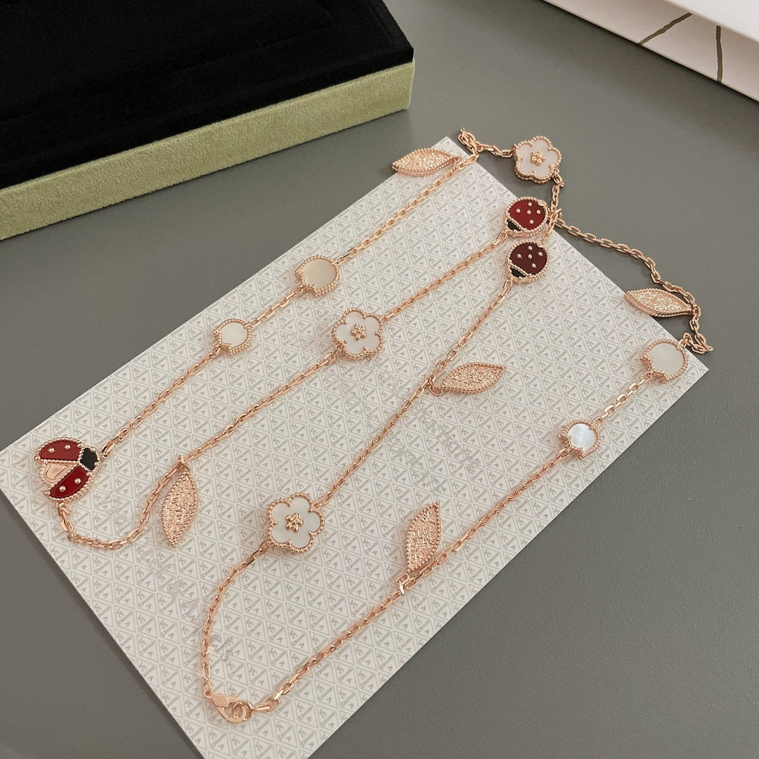 [⭐DORISW] LUCKY SPRING 15 MOTIFS ROSE GOLD NECKLACE