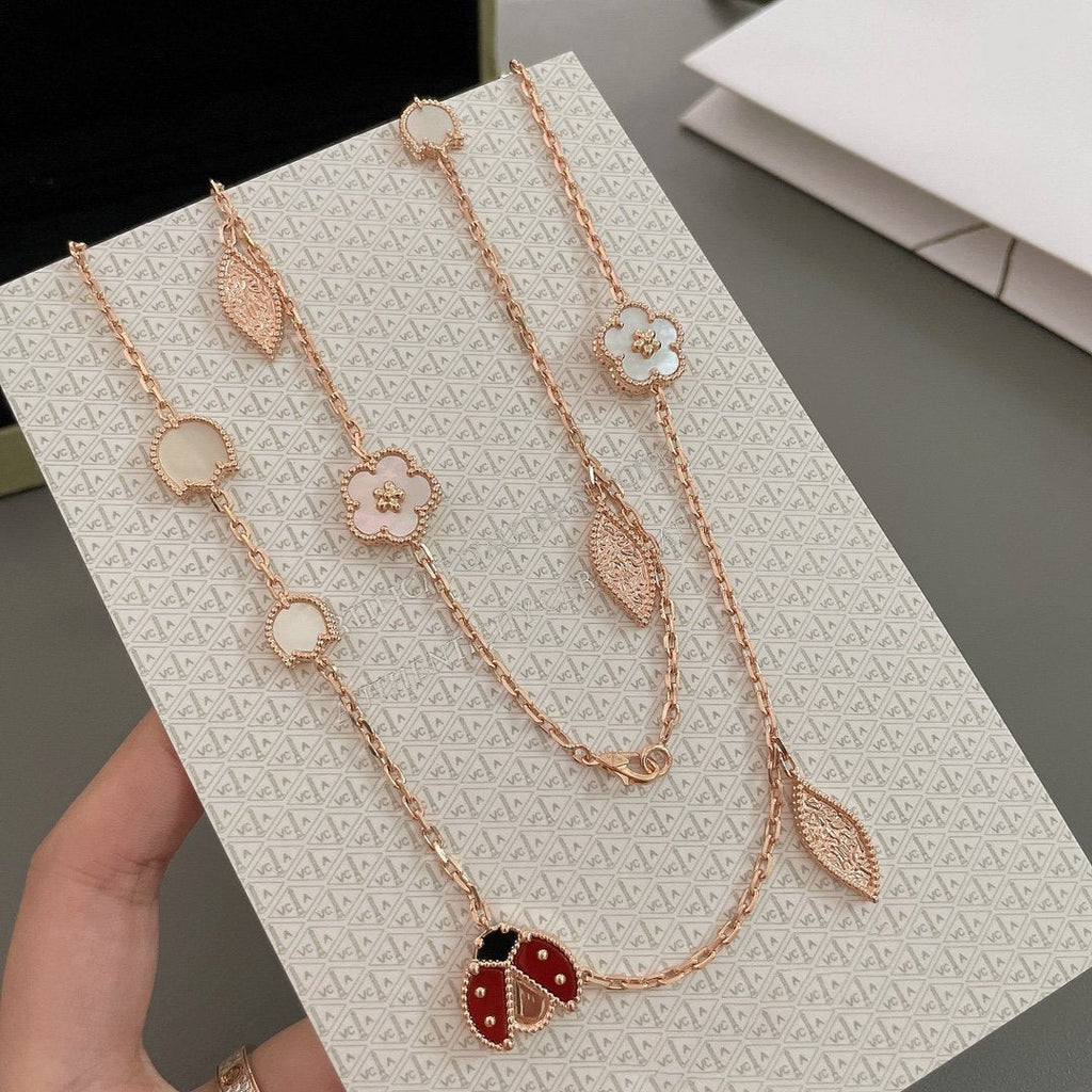 [⭐DORISW] LUCKY SPRING 15 MOTIFS ROSE GOLD NECKLACE