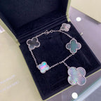 [⭐DORISW] CLOVER 5 MOTIFS SIVLER DARK MOP BRACELET