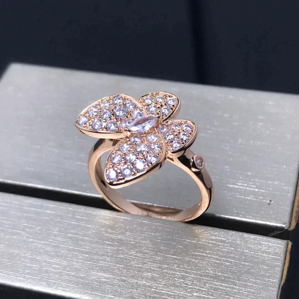 [⭐DORISW] BUTTERFLY PINK GOLD DIAMOND RING