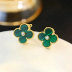 [⭐DORISW] CLOVER MEDIUM 1 MOTIV MALACHIT DIAMANT OHRRINGE