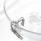 [⭐DORISW] CLOVER 2 MOTIFS  DIAMOND ONYX EARRINGS SILVER