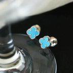 [⭐DORISW] CLOVER MINI 9.5MM ONYX STUD EARRINGS SILVER