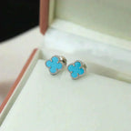 [⭐DORISW] CLOVER MINI 9.5MM ONYX STUD EARRINGS SILVER