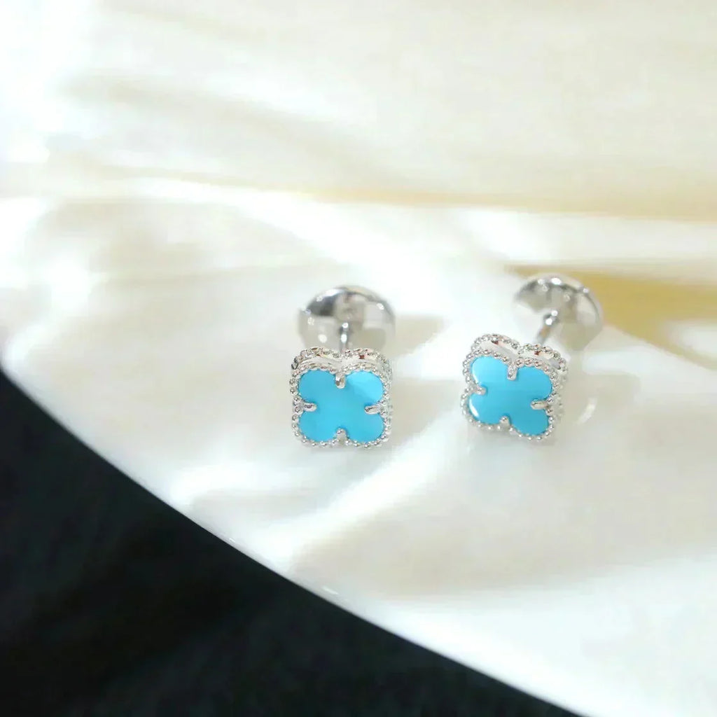 [⭐DORISW] CLOVER MINI 9.5MM ONYX STUD EARRINGS SILVER