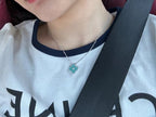 [⭐DORISW] CLOVER 1 DIAMANT HELLBLAUE SILBERHALSKETTE