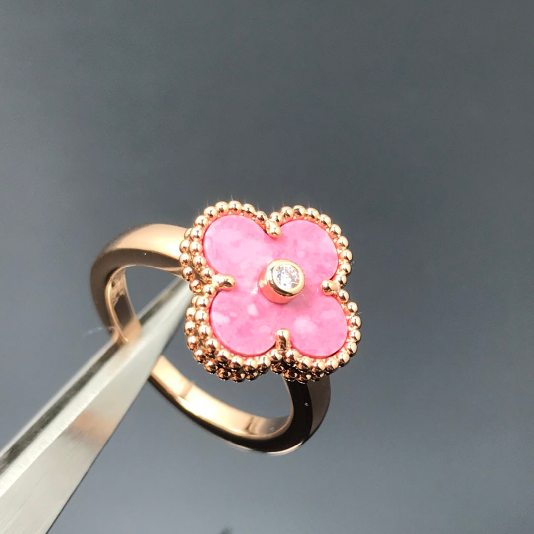 [⭐DORISW] CLOVER RHODONITE ROSE GOLD RING