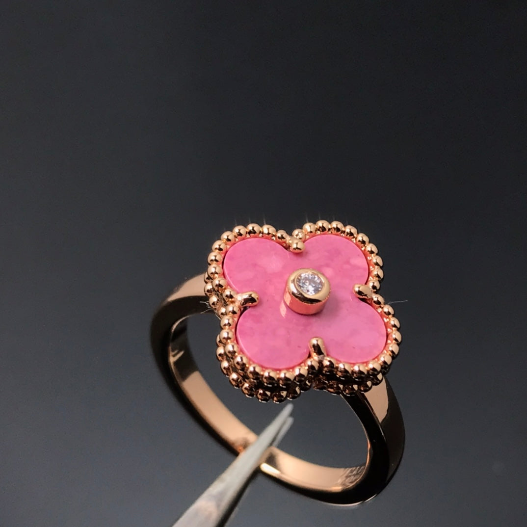 [⭐DORISW] CLOVER RHODONITE ROSE GOLD RING