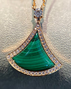 [⭐DORISW]DREAM MALACHIT-DIAMANT-HALSKETTE MIT PINKGOLD-PAVÉ