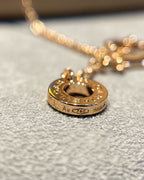 [⭐DORISW]DREAM MALACHIT-DIAMANT-HALSKETTE MIT PINKGOLD-PAVÉ