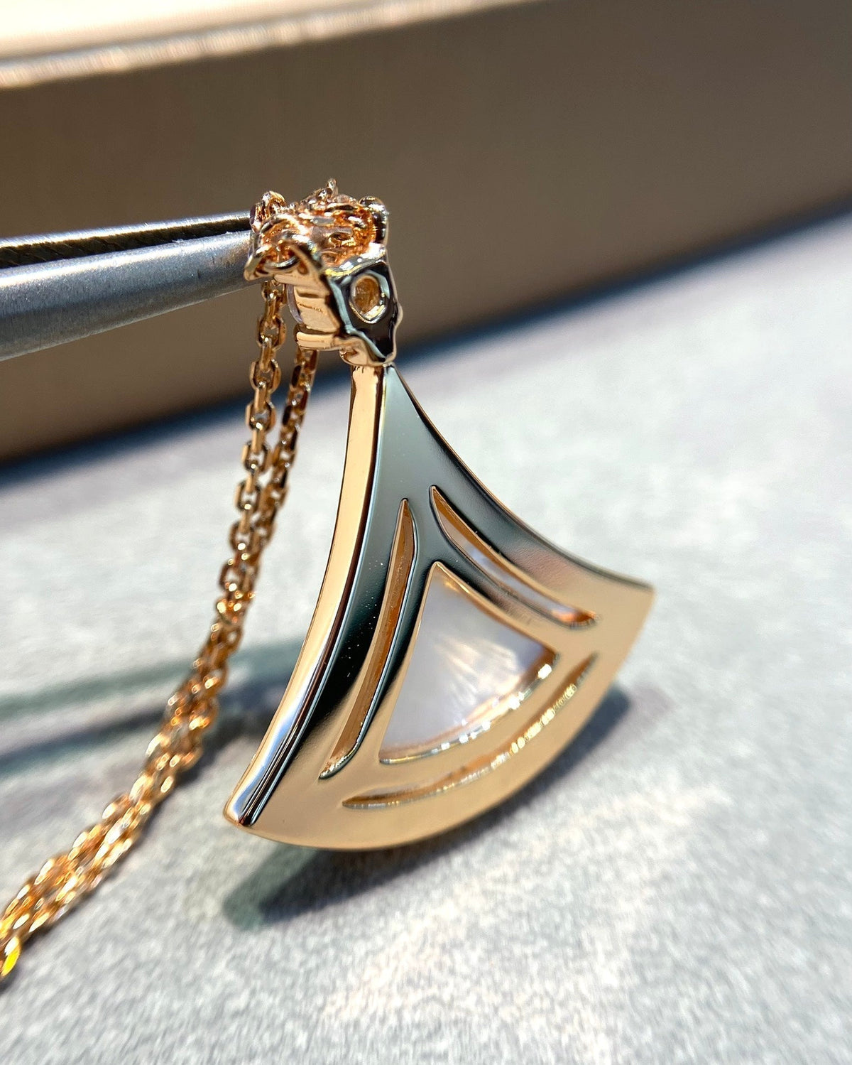 [⭐DORISW]DREAM MOP DIAMOND PAVED PINK GOLD NECKLACE