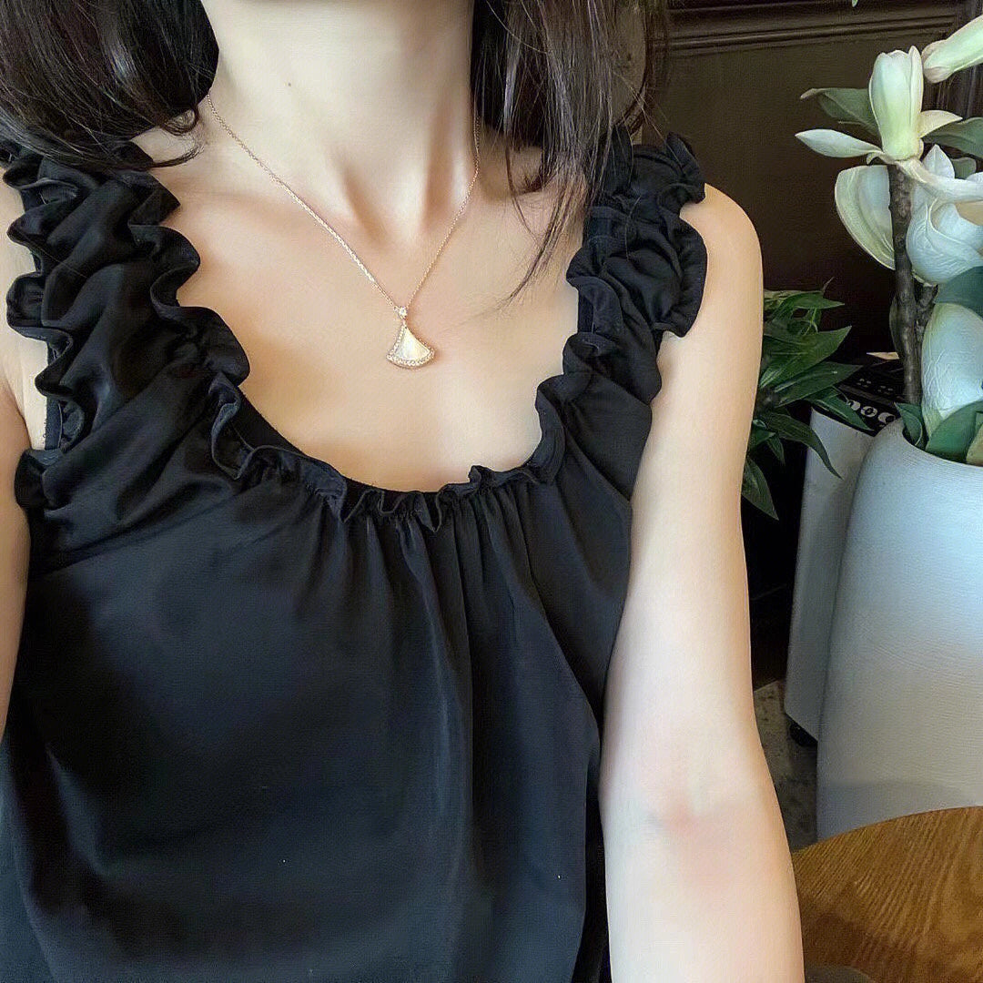 [⭐DORISW]DREAM MOP DIAMOND PAVED PINK GOLD NECKLACE