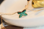 [⭐DORISW] JEUX MALACHITE 1 DIAMANT HALSKETTE AUS ROSÉGOLD