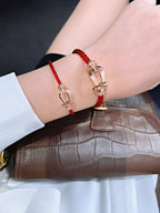 [⭐DORISW] FORCE 10 HALB-DIAMANT ROSÉGOLD ROTES KORDELARMBAND GROSSES UND MITTLERES MODELL