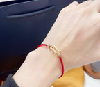 [⭐DORISW] FORCE 10 HALB-DIAMANT ROSÉGOLD ROTES KORDELARMBAND GROSSES UND MITTLERES MODELL