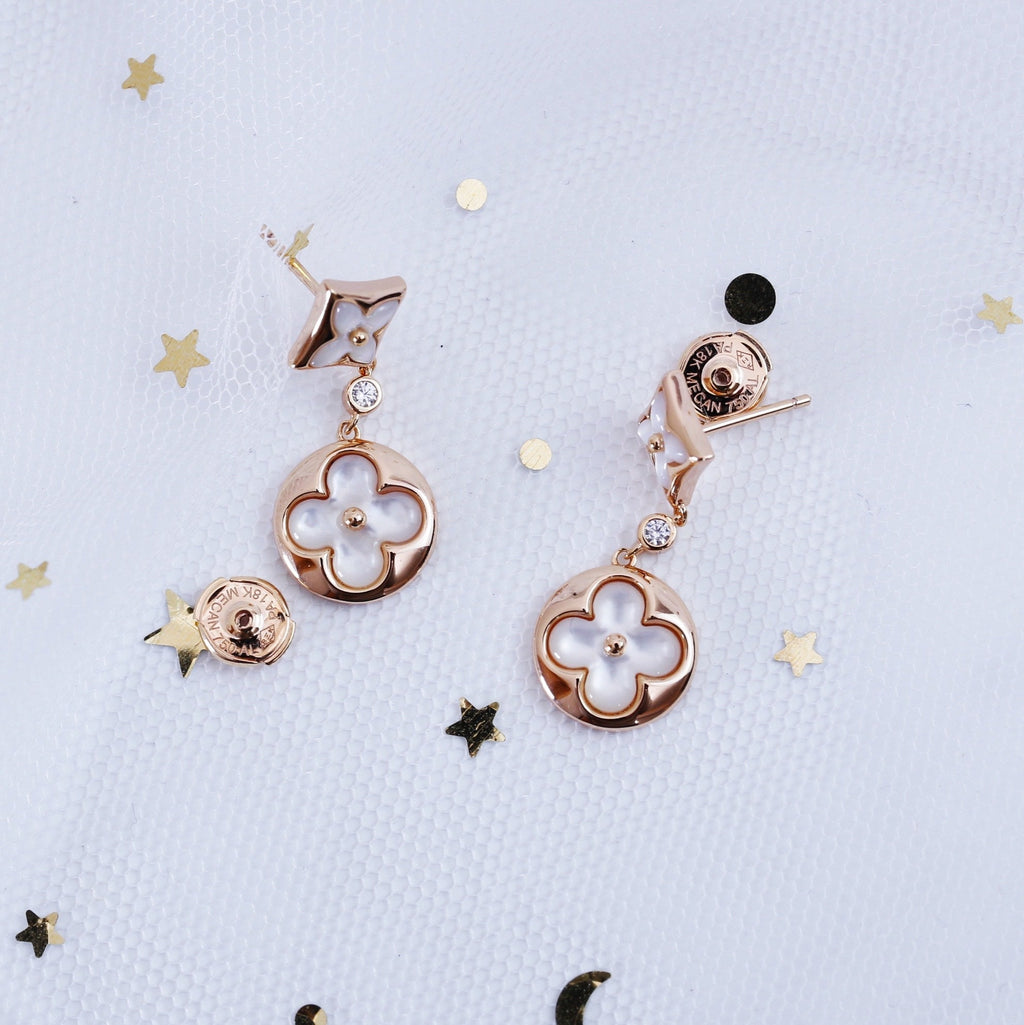 [⭐DORISW] STAR AND SUN PINK GOLD MOP DROP EARRINGS