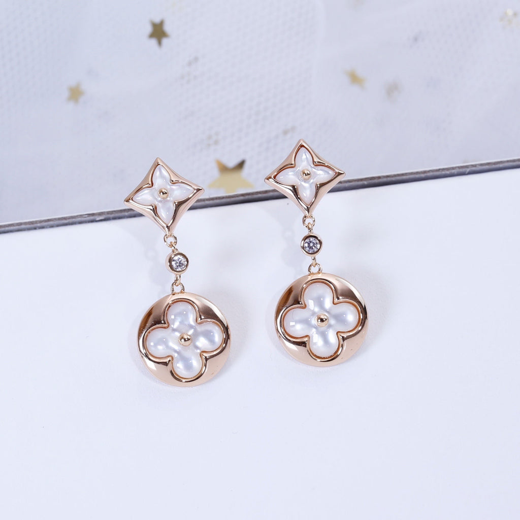 [⭐DORISW] STAR AND SUN PINK GOLD MOP DROP EARRINGS