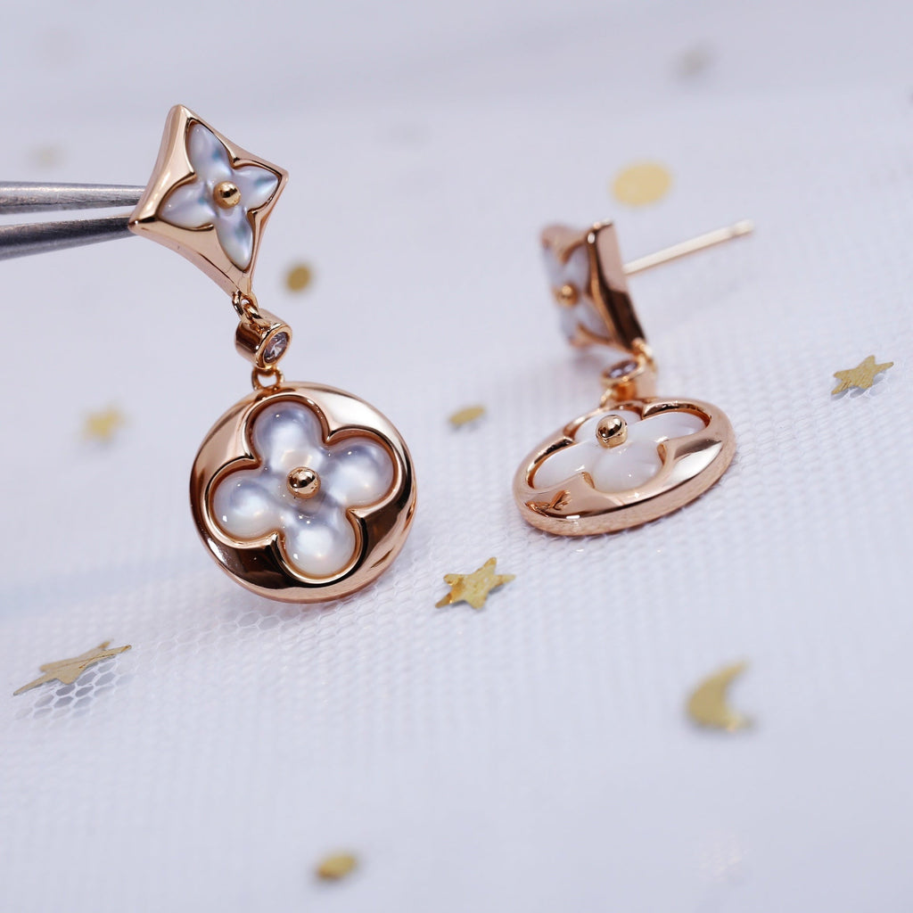 [⭐DORISW] STAR AND SUN PINK GOLD MOP DROP EARRINGS