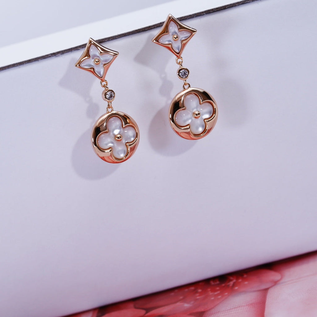 [⭐DORISW] STAR AND SUN PINK GOLD MOP DROP EARRINGS