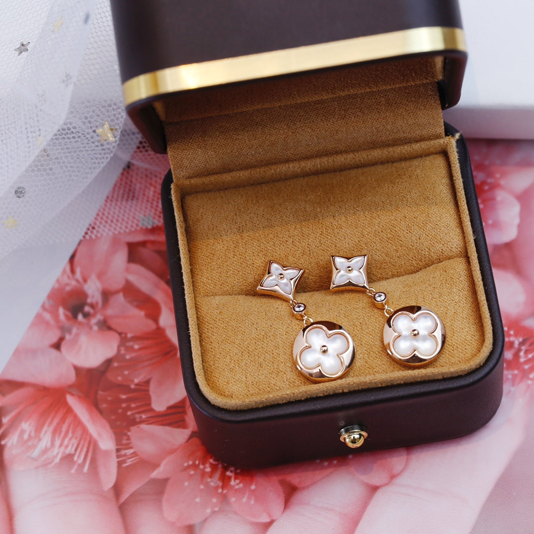 [⭐DORISW] STAR AND SUN PINK GOLD MOP DROP EARRINGS