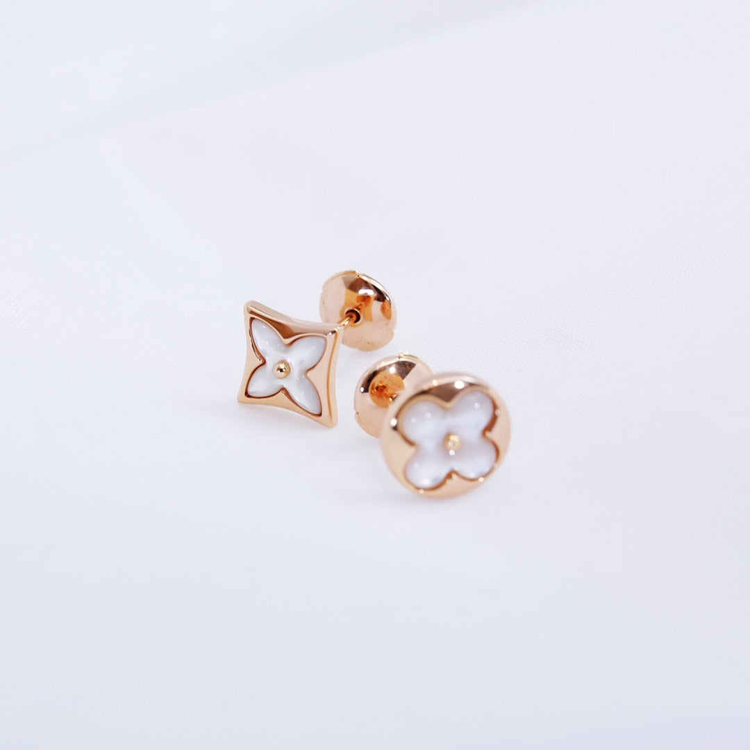 [⭐DORISW] スター＆サン ピンクゴールドMOPスタッドピアス