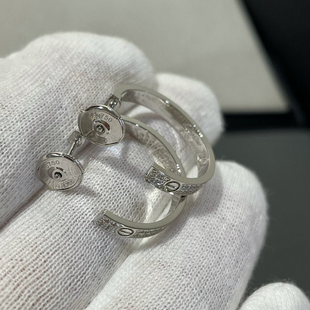 [⭐DORISW] LOVE DIAMOND SILVER HOOP EARRINGS