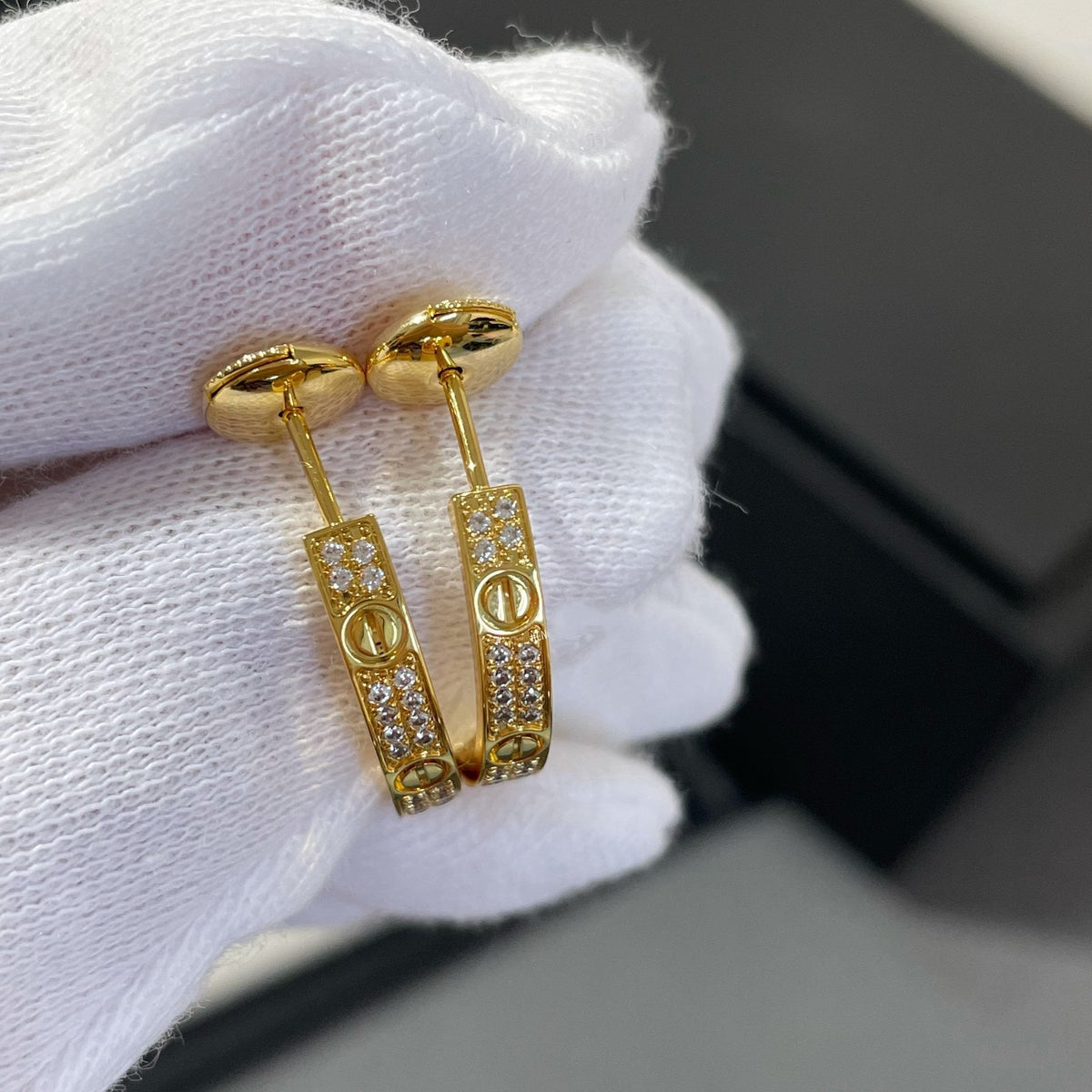 [⭐DORISW] LOVE DIAMOND GOLD HOOP EARRINGS