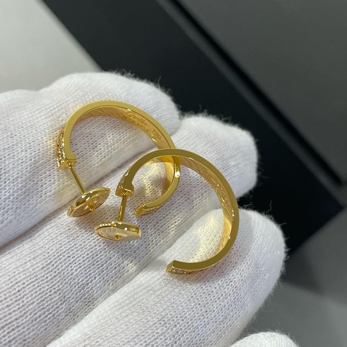 [⭐DORISW] LOVE DIAMOND GOLD HOOP EARRINGS