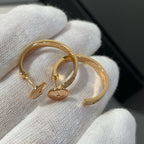 [⭐DORISW] LOVE DIAMOND PINK GOLD HOOP EARRINGS