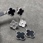 [⭐DORISW] CLOVER 3-MOTIV DIAMANT ONYX SILBEROHRRINGE